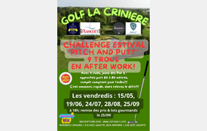 Pitch&amp;Putt vendredi 28/08 à 18h (ouvert à tous)