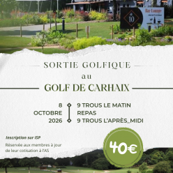 LE 8 OCTOBRE - SORTIE GOLFIQUE AU GOLF DE CARHAIX !